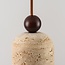 3-light Japandi pendant light Voro - travertine (natural stone) and wood
