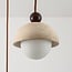 3-light pendant light Vara - travertine (natural stone) and opal white glass, round
