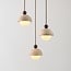 3-light pendant light Vara - travertine (natural stone) and opal white glass, round