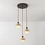 3-light pendant light Vara - travertine (natural stone) and opal white glass, round