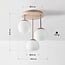 Ceiling lamp Carati in travertine (natural stone) with opal-white glass, 3-light in beige