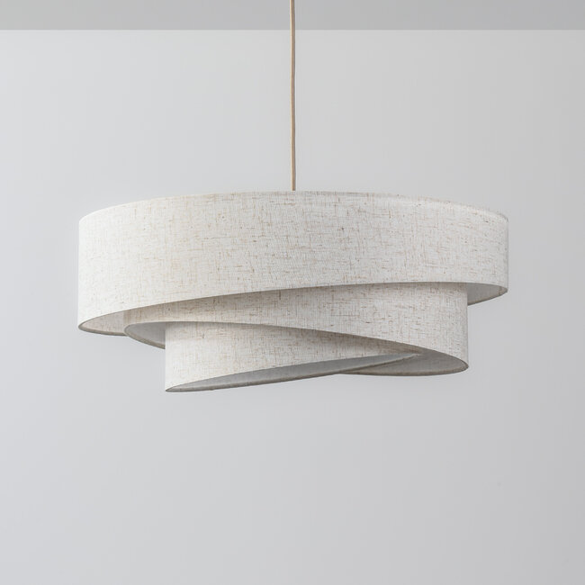 3-light pendant light Nerai - beige with layered linen shades