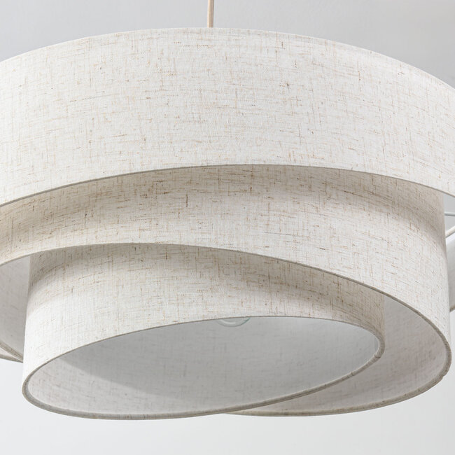 3-light pendant light Nerai - beige with layered linen shades
