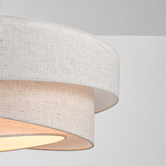 3-light pendant light Nerai - beige with layered linen shades