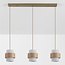 Flari pendant light with 3 shades in travertine and opal white glass - beige