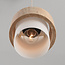 Flari pendant light with 3 shades in travertine and opal white glass - beige