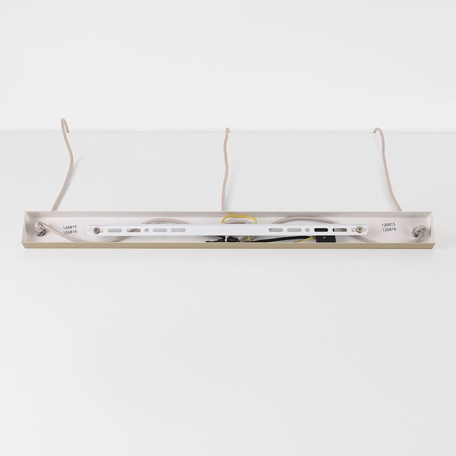 Flari pendant light with 3 shades in travertine and opal white glass - beige