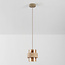 Yuki pendant light with travertine and amber glass - beige