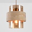 Yuki pendant light with travertine and amber glass - beige