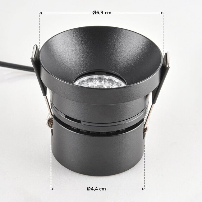 Meya 9W recessed spotlight with flat trim (style 1) in black