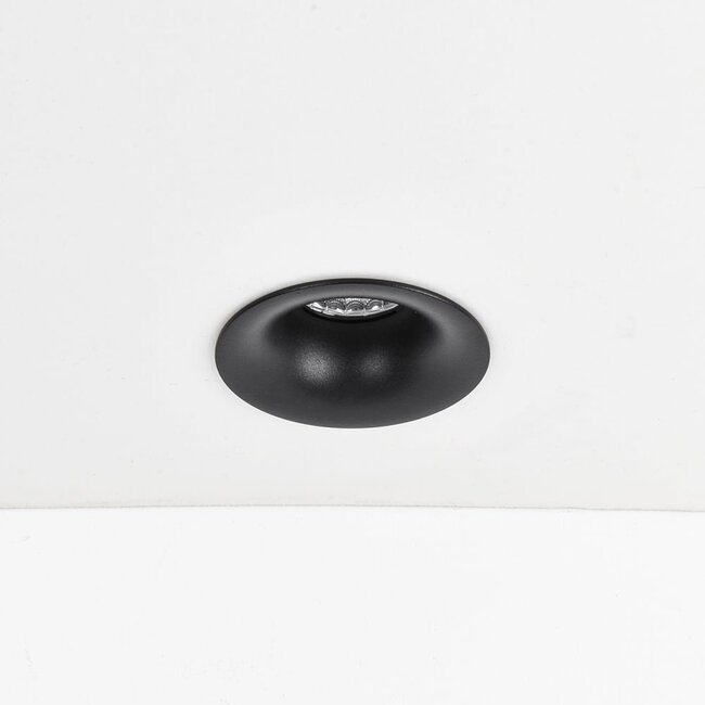 Meya 9W recessed spotlight with curved trim (style 2) in black