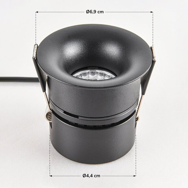 Meya 9W recessed spotlight with curved trim (style 2) in black