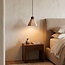 Petra pendant light in travertine and wood - brown