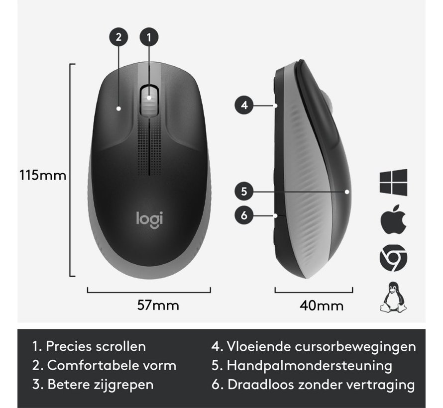 Logitech M190 wireless mouse Grey