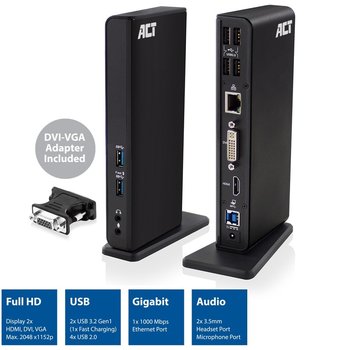 ACT ACT USB 3.2 Dual display universal docking station