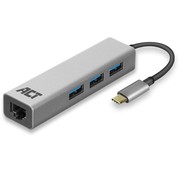 ACT ACT USB-C to USB-A Hub 3 ports with Gigabit Ethernet, metal