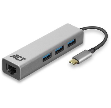 ACT ACT USB-C to USB-A Hub 3 ports with Gigabit Ethernet, metal