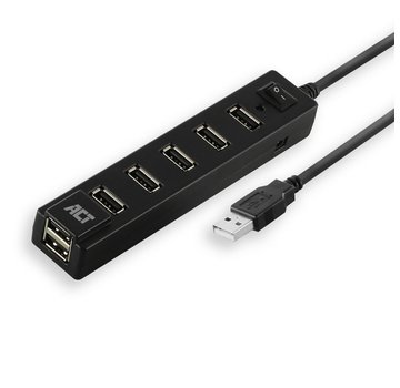 ACT ACT AC6215 interface hub USB 2.0 480 Mbit/s Zwart