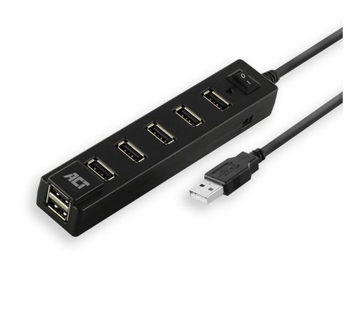 ACT ACT AC6215 interface hub USB 2.0 480 Mbit/s Zwart