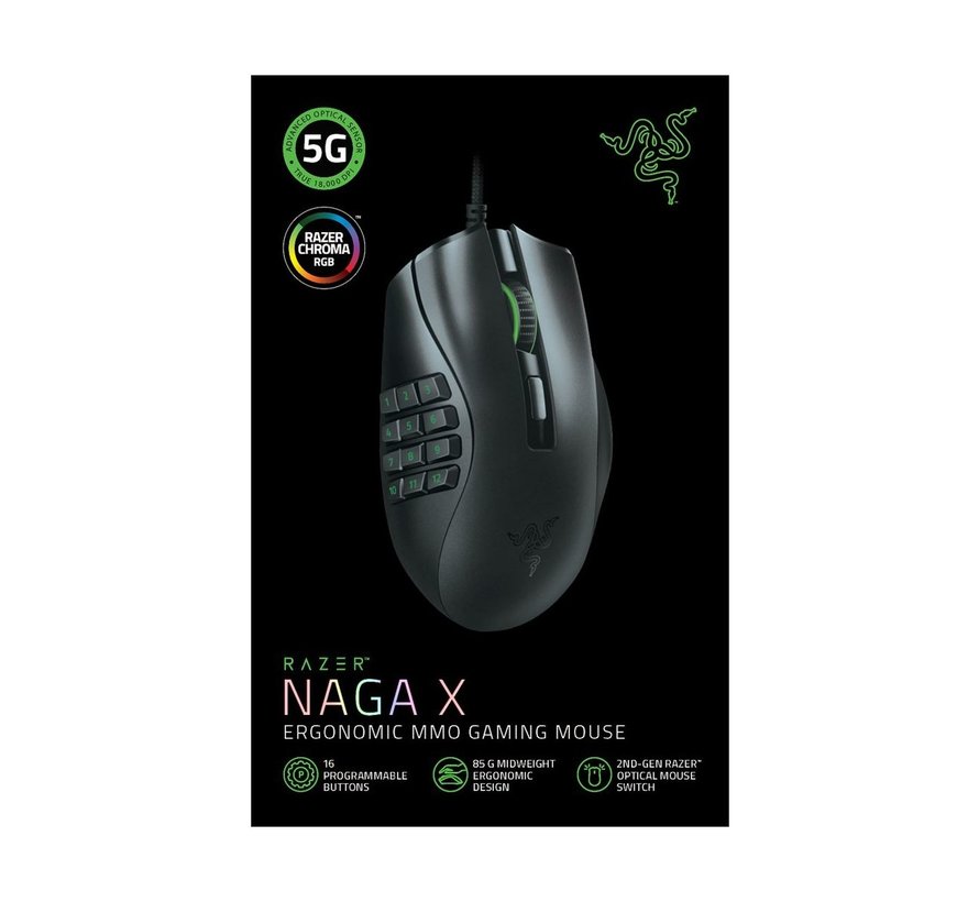 Razer Naga X muis Rechtshandig USB Type-A Optisch 18000 DPI