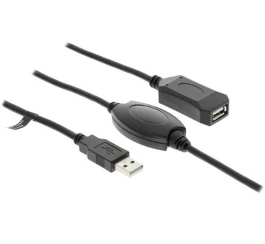 Bulk - Actieve USB 2.0 Verlengkabel 20.0 m zwart