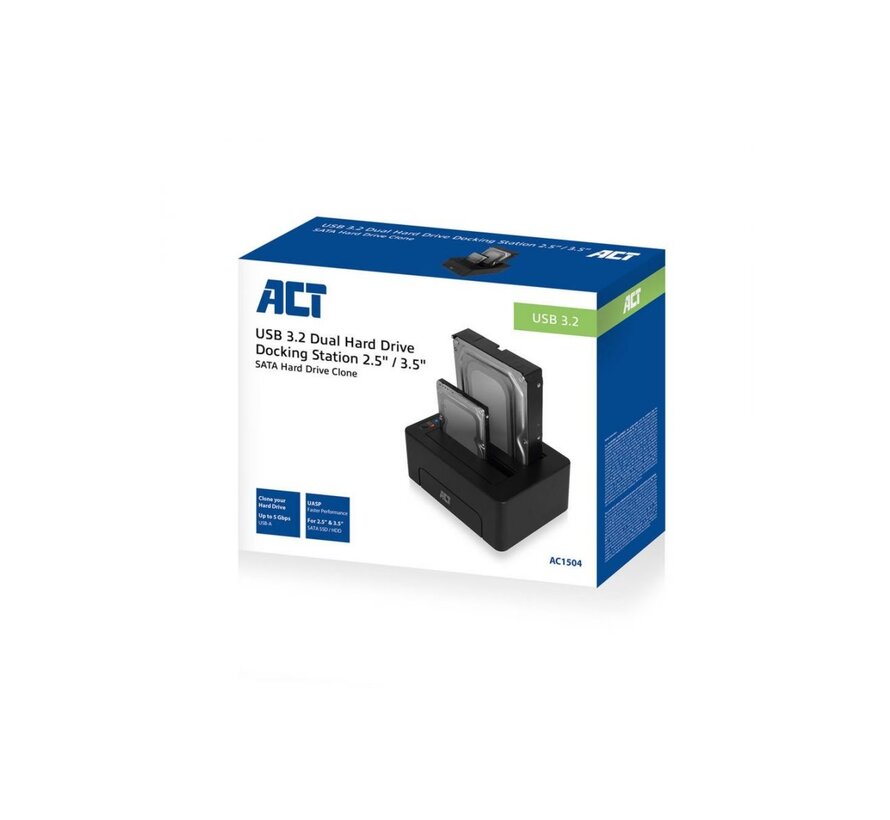 ACT AC1504 basisstation voor opslagstations USB 3.2 Gen 1 (3