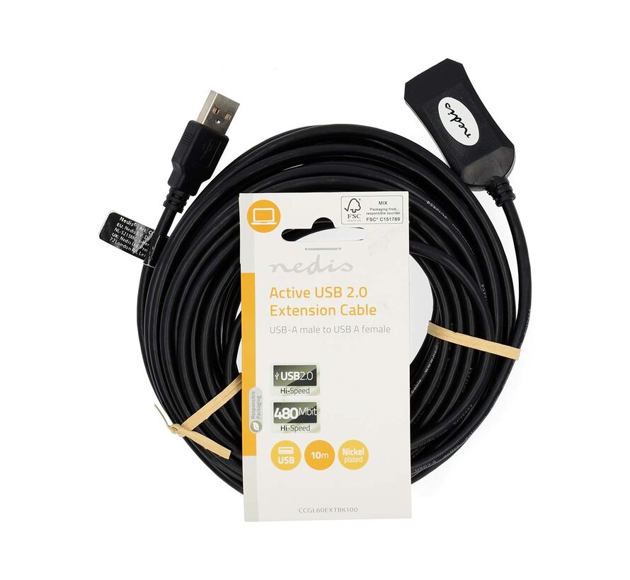 Nedis - Actieve USB 2.0 Verlengkabel 20.0 m  zwart