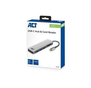 ACT ACT AC7051 USB-C Hub 3 port en cardreader