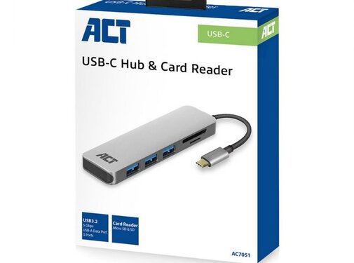 ACT ACT AC7051 USB-C Hub 3 port en cardreader