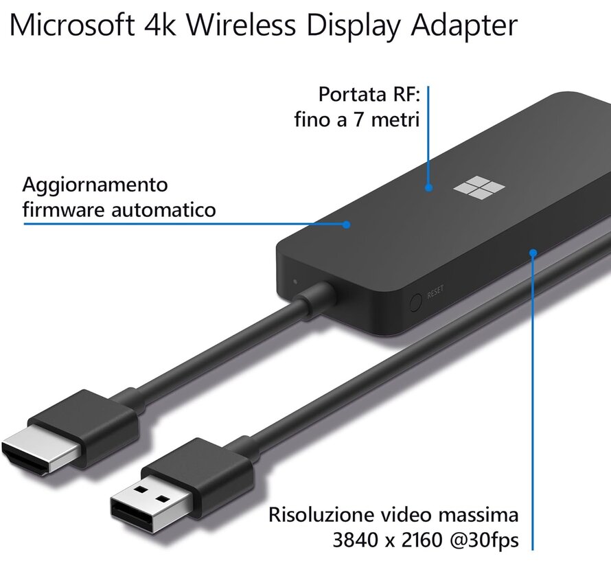 Microsoft 4K Wireless Display Adapter Zwart
