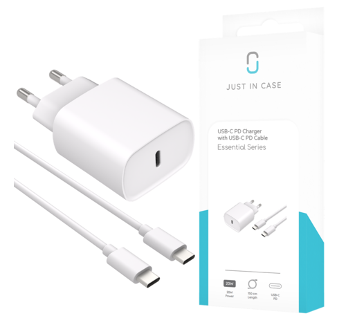 Just in Case Just in Case USB-C PD Charger (20W) + USB-C PD Cable (150cm)