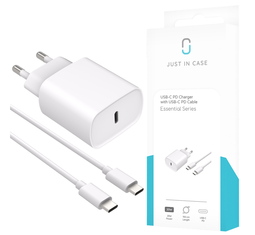 Just in Case USB-C PD Charger (20W) + USB-C PD Cable (150cm)