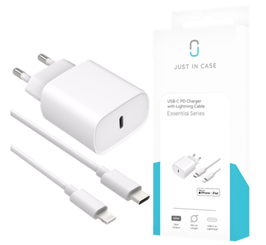 Just in Case USB-C PD Charger (20W) + USB-C to Lightning