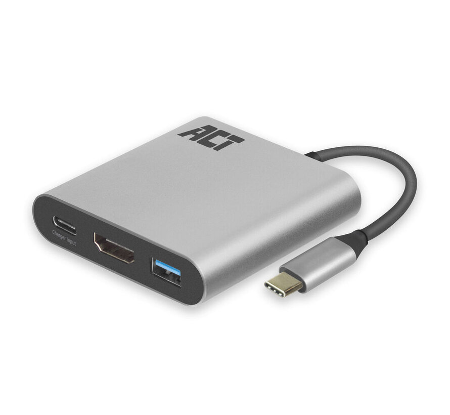 ACT USB-C multiport adapter for 1 HDMI monitor, 1x USB-A, PD