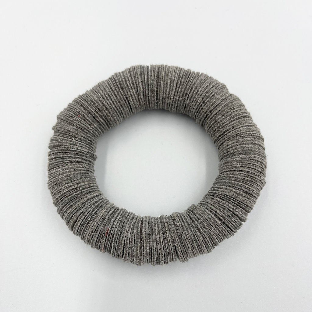 Bracelet constructed with leather discs