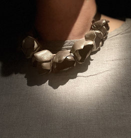Halsketting leder - kort - brons