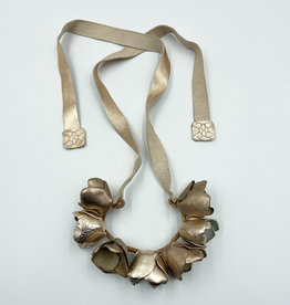 Halsketting leder - kort - roze gold