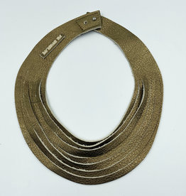 Halsketting leder - Just cut bronze