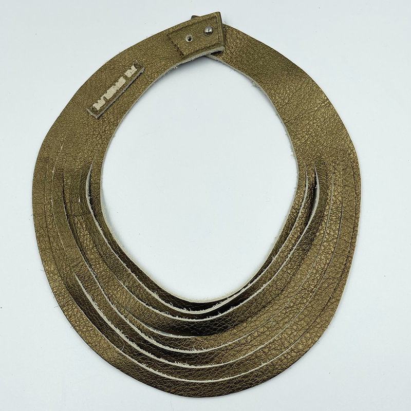 Halsketting leder - Just cut bronze