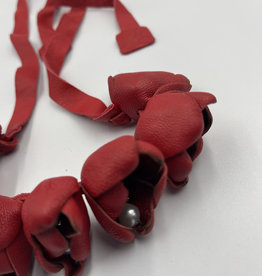 Halsketting leder - kort - rood