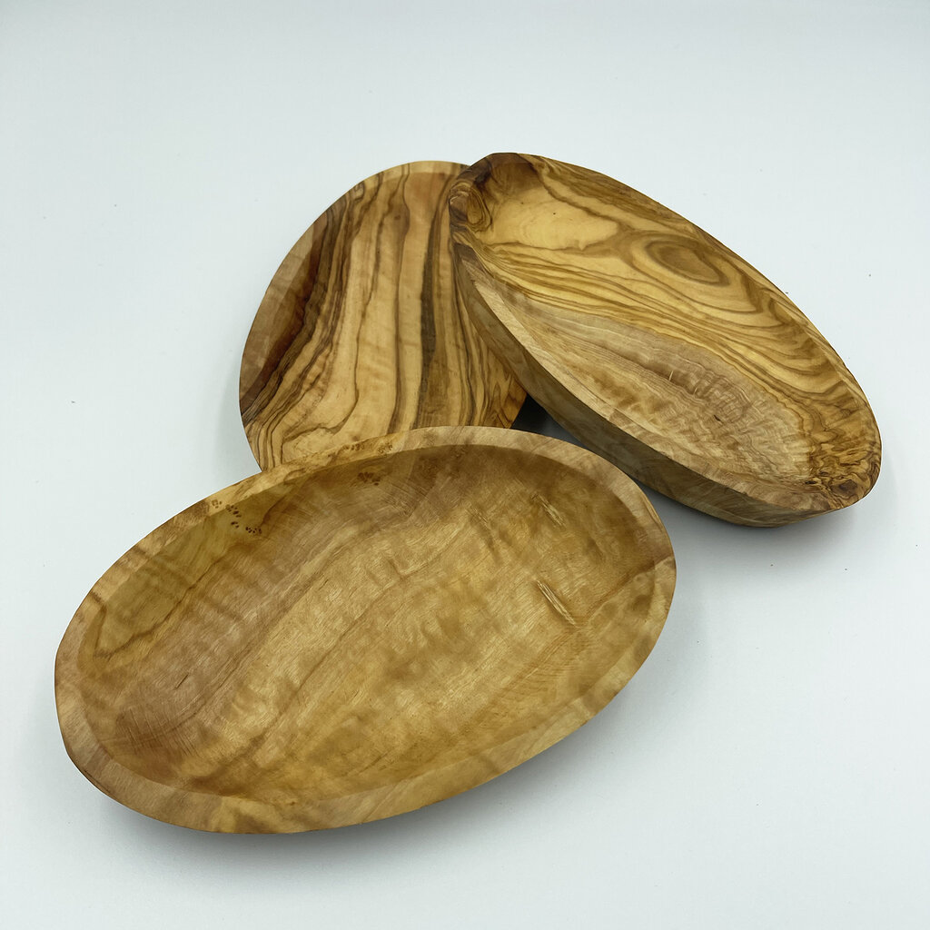 Olivenholz erleben Ovale kom. 16 cm gemaakt van olijfhout - Copy