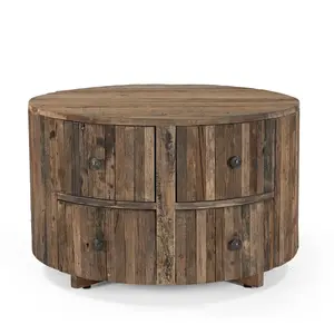 Roots Salontafel Rond met 4 Laden Roots Salontafel Rond met 4 Laden