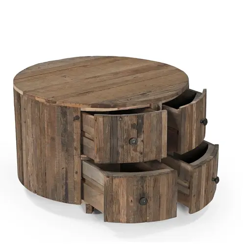 Roots Salontafel Rond met 4 Laden Roots Salontafel Rond met 4 Laden