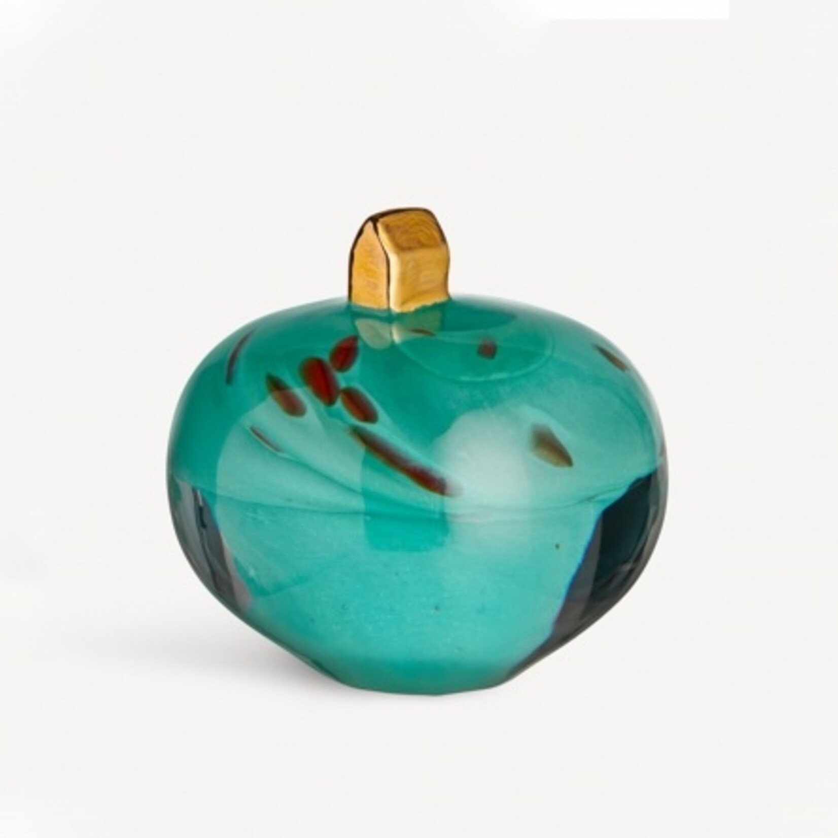 Bertil Vallien  Kosta Boda Sculptuur Ocean – Diepblauw Kristal met Goudkleurig Huisje, Handgemaakt door Bertil Vallien in Zweden