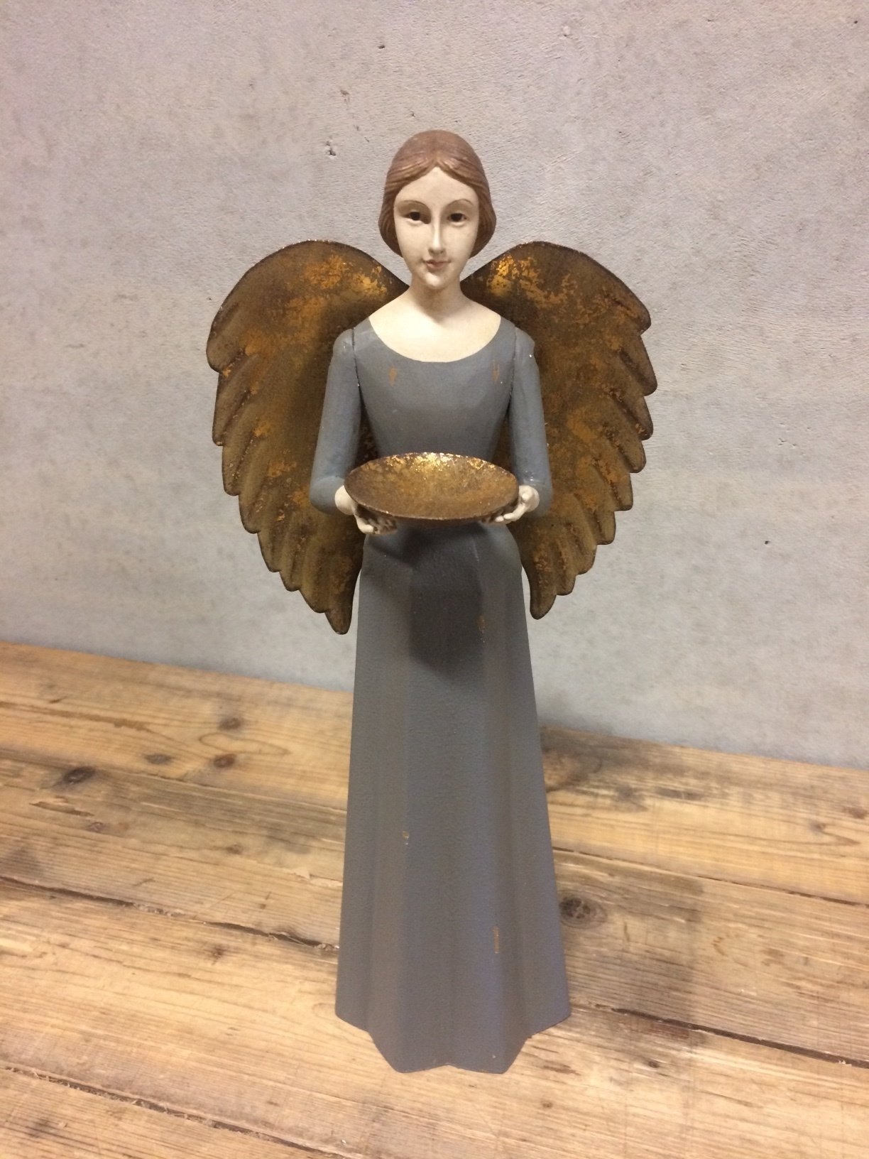 Angel figurine grey - H36 cm