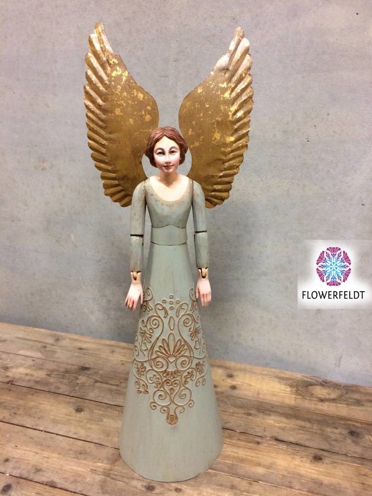Wooden angel with gold wings - H90 cm