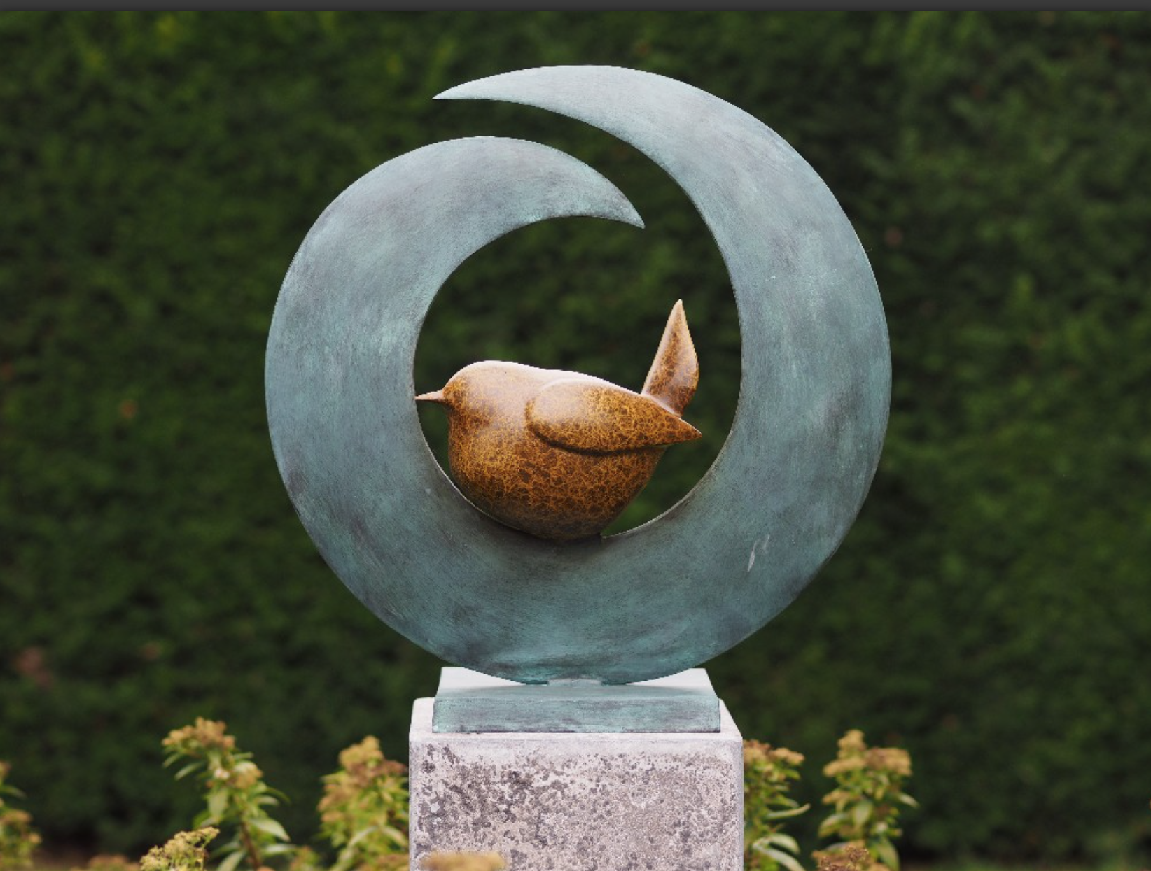Bronze bird statue - H51 cm