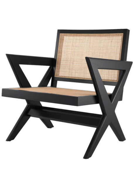 rattan and wood armchair