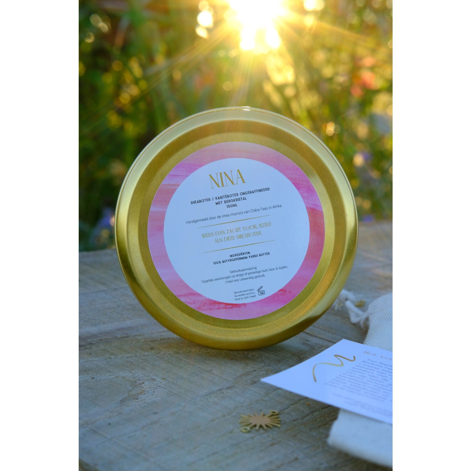Nina Pure sheaboter met bergkristal - Nina - het goud van de vrouwen