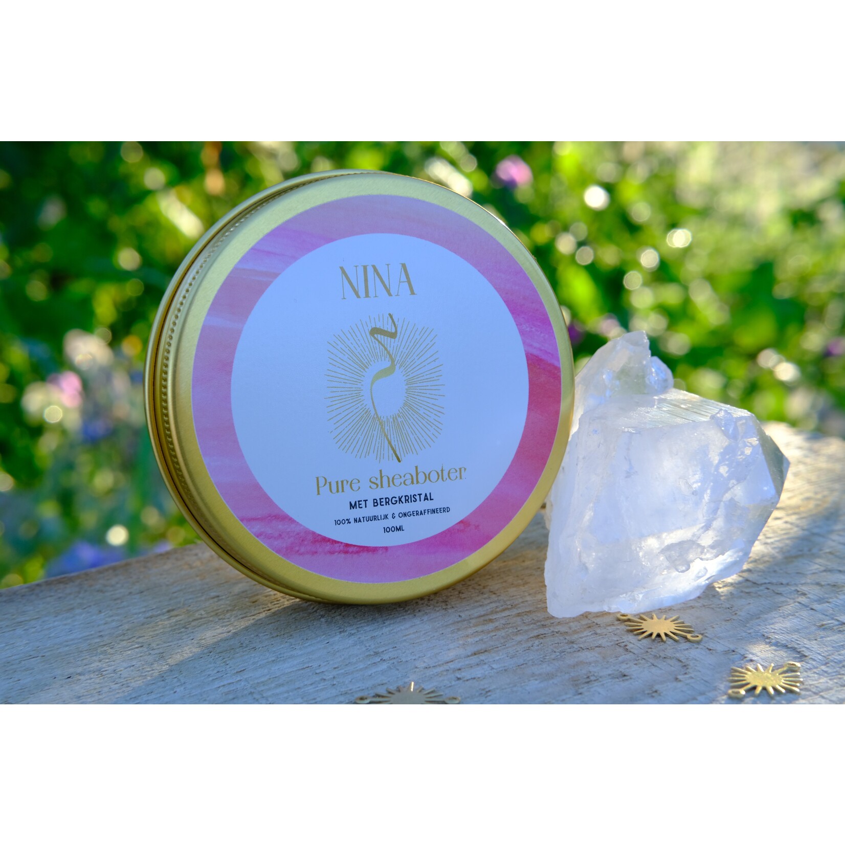 Nina Pure sheaboter met bergkristal - Nina - het goud van de vrouwen